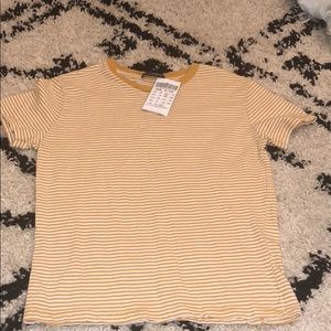 brandy melville mustard yellow stripped tee